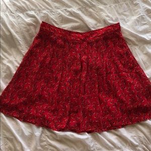 red FLORAL skirt